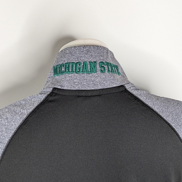 PINK Victoria's Secret Black Grey Green MSU Michigan State 1/4 Zip Pullover M - Picture 4 of 7